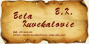Bela Kuvekalović vizit kartica